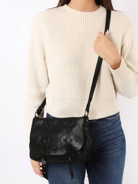 Leather Crossbody Bag Vintage Vintage Leather Mila louise Black vintage 3017X other view 1