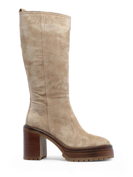 Bottes à Talon En Cuir Alpe Beige women 26811122