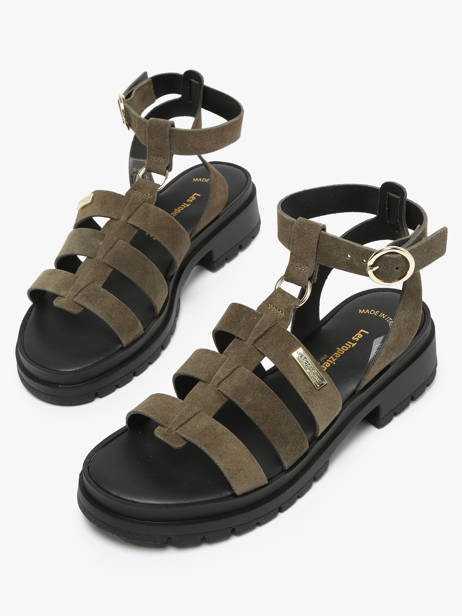 Sandals Tobosued In Leather Les tropeziennes Green women TOBOSUED other view 3