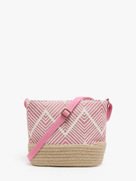 Sac Bandoulière Quadrille Jute Le voyage en panier Rose quadrille PM766 vue secondaire 4