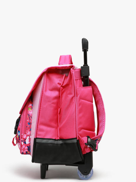 2-compartment Wheeled Satchel Snowball Pink butterfly T46438 other view 2