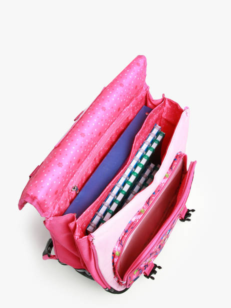 2-compartment Wheeled Satchel Snowball Pink butterfly T46438 other view 3