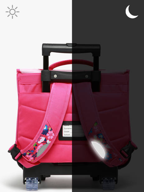 2-compartment Wheeled Satchel Snowball Pink butterfly T46438 other view 6