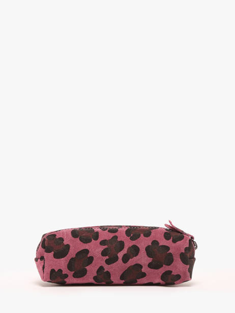 Trousse Cuir Milano Rose velvet leopardo VL22116 vue secondaire 2