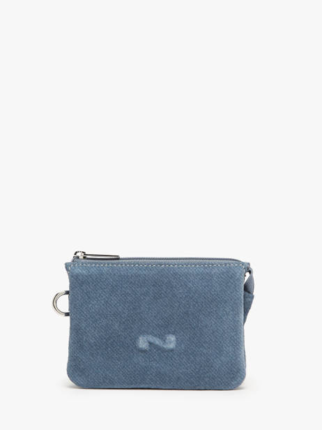 Porte-monnaie Denim Cuir Nathan baume Bleu denim D