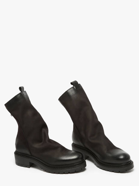 Bottines Biker En Cuir Metisse Noir women Bottines en nubuck. vue secondaire 4