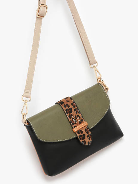 Sac Bandoulière Leopard Lulu castagnette Vert leopard SORRY vue secondaire 1