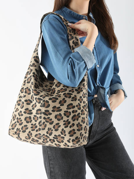 Sac Porté épaule Velvet Leopardo Cuir Milano Beige velvet leopardo VL24062 vue secondaire 1
