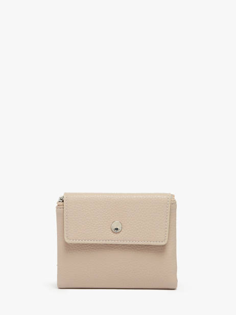 Coin Purse With Card Holder Miniprix Beige grained F5019