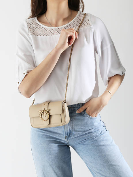 Sac Bandoulière Love Bag Icon Cuir Pinko Beige love bag icon A0F1 vue secondaire 1