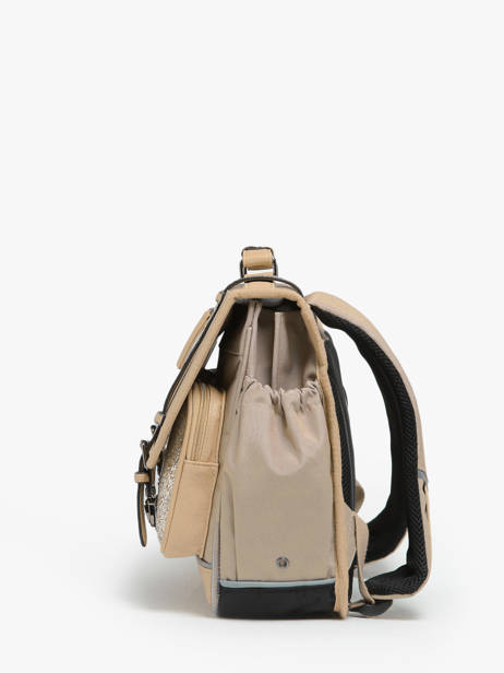 Wheeled Schoolbag 2 Compartments Cameleon Beige vintage fantasy PBVGCA38 other view 2
