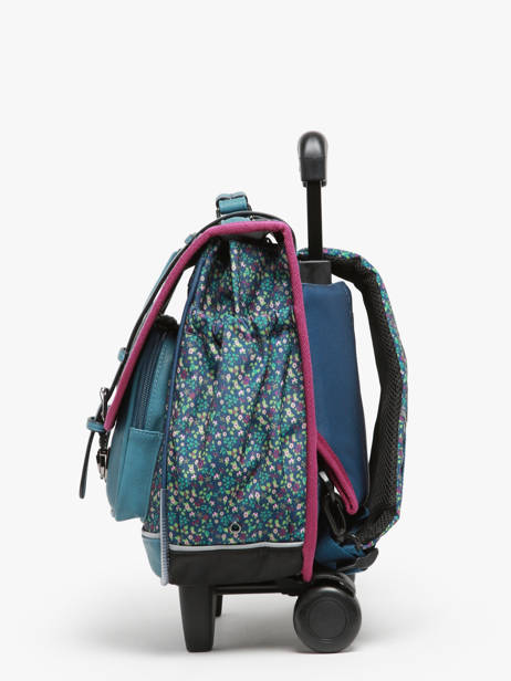 Schoolbag On Wheels For Kids 2 Compartments Cameleon Blue vintage fantasy PBVGCR38 other view 2