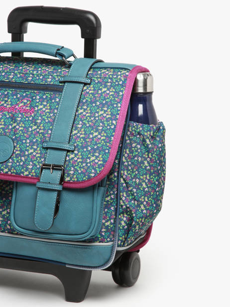 Schoolbag On Wheels For Kids 2 Compartments Cameleon Blue vintage fantasy PBVGCR38 other view 6