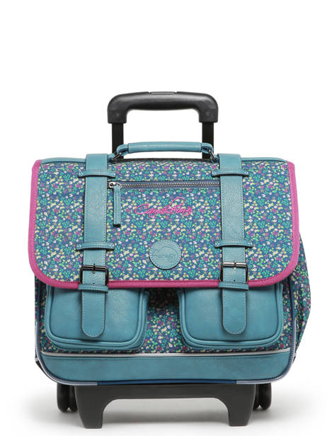 Schoolbag On Wheels For Kids 2 Compartments Cameleon Blue vintage fantasy PBVGCR38 other view 7