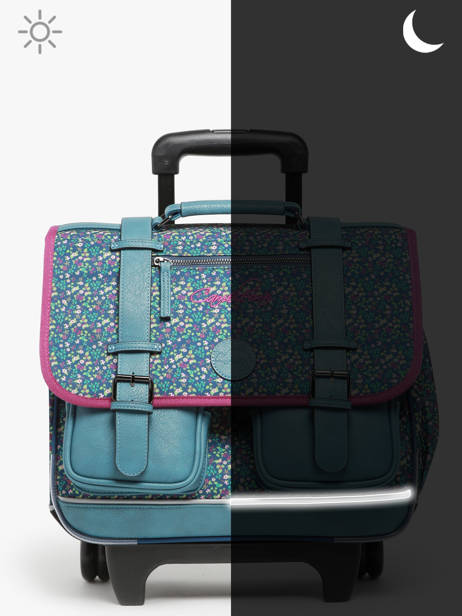 Schoolbag On Wheels For Kids 2 Compartments Cameleon Blue vintage fantasy PBVGCR38 other view 8