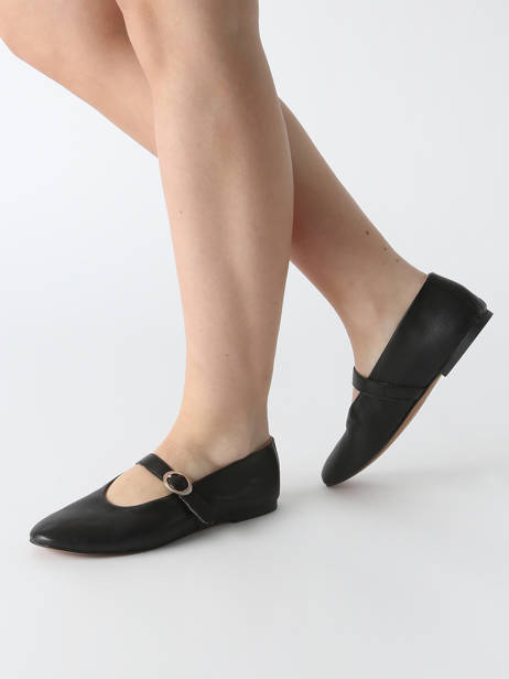 Ballerinas With Straps In Leather Inuovo Black accessoires C11003 other view 1