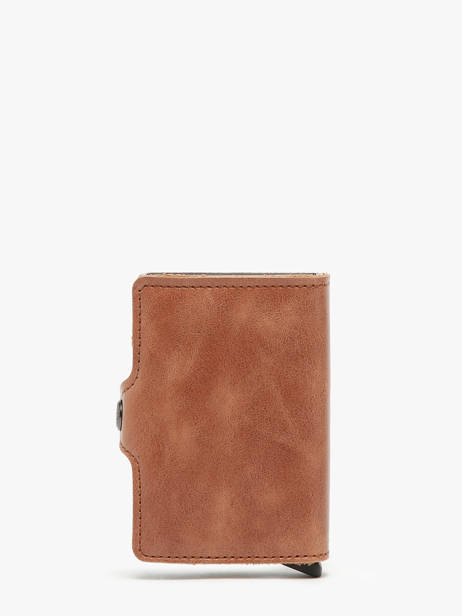 Leather Twin Card Holder 2 Compartments Secrid Brown vintage TV other view 3