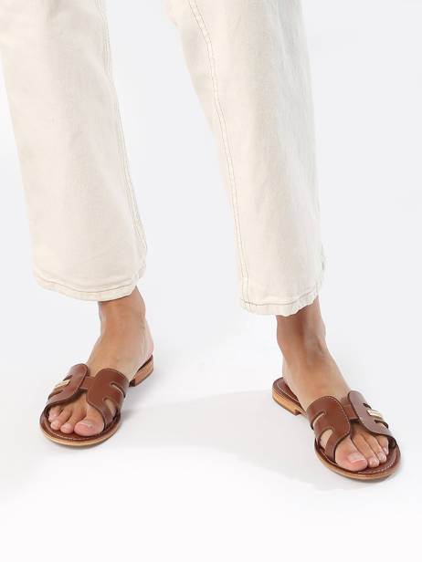 Slippers Damia In Leather Les tropeziennes Brown women DAMIA other view 1