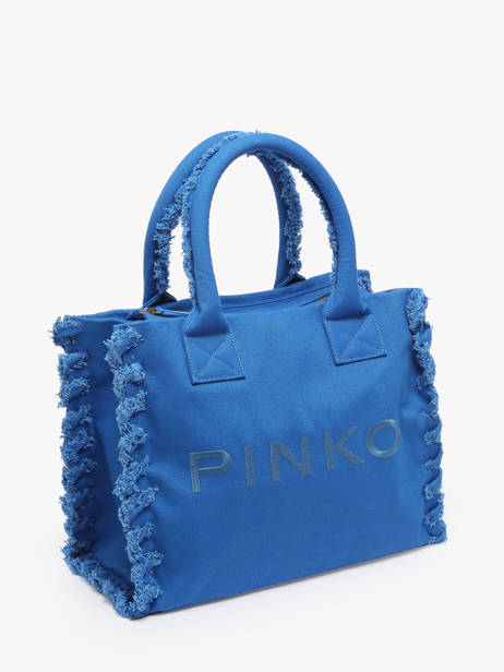 Sac Porté épaule Logo Shopper Coton Pinko Bleu logo shopper A1WQ vue secondaire 1