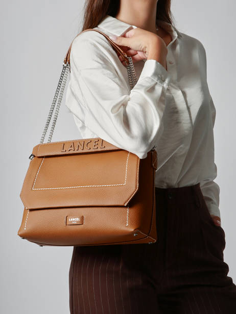 Large Leather Ninon Soft Shoulder Bag Lancel Brown ninon A13783 other view 2