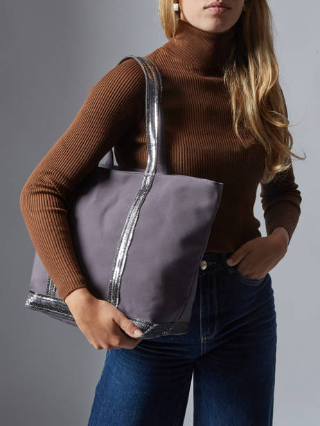 Sac Porté Main Cabas Coton Vanessa bruno Gris cabas 1V40378 vue secondaire 1