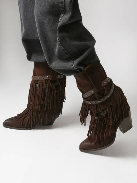 Santiags En Cuir Metisse Marron accessoires XD2128 vue secondaire 1