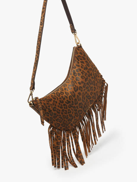 Sac Porté épaule Lune Franges Cuir Nat et nin Marron vintage FRA vue secondaire 2