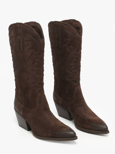 Santiags En Croûte De Cuir Avec Surpiqûres The icona Marron accessoires TX160 vue secondaire 1