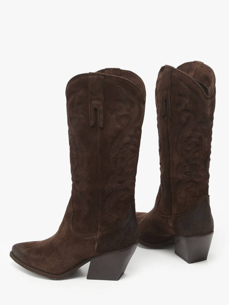 Santiags En Croûte De Cuir Avec Surpiqûres The icona Marron accessoires TX160 vue secondaire 2