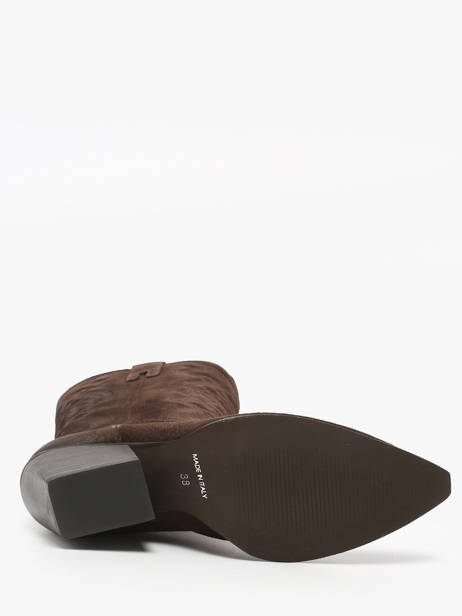 Santiags En Croûte De Cuir Avec Surpiqûres The icona Marron accessoires TX160 vue secondaire 4