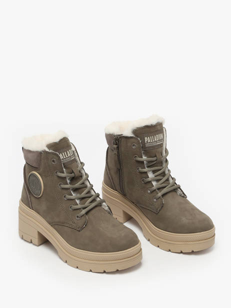 Bottines à Talon En Cuir Palladium Vert accessoires 99527281 vue secondaire 1
