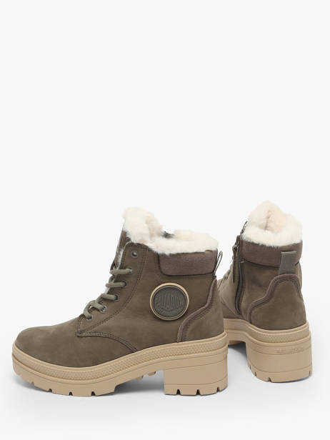 Bottines à Talon En Cuir Palladium Vert accessoires 99527281 vue secondaire 2