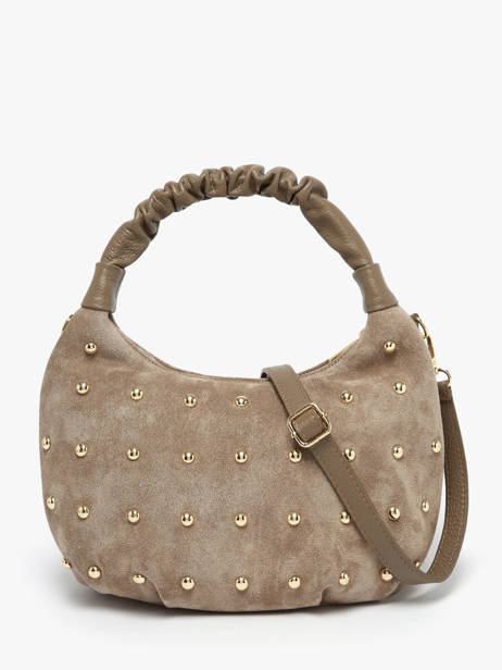 Shoulder Bag Velvet Studs Milano Brown velvet studs VS25094 other view 4