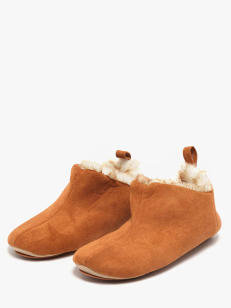 Slippers In Leather Isotoner Brown women 97422 other view 1