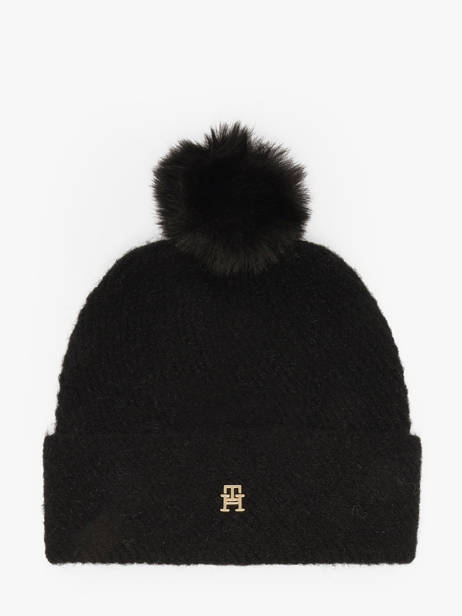 Beanie Tommy hilfiger Black th pom pom  AW17817
