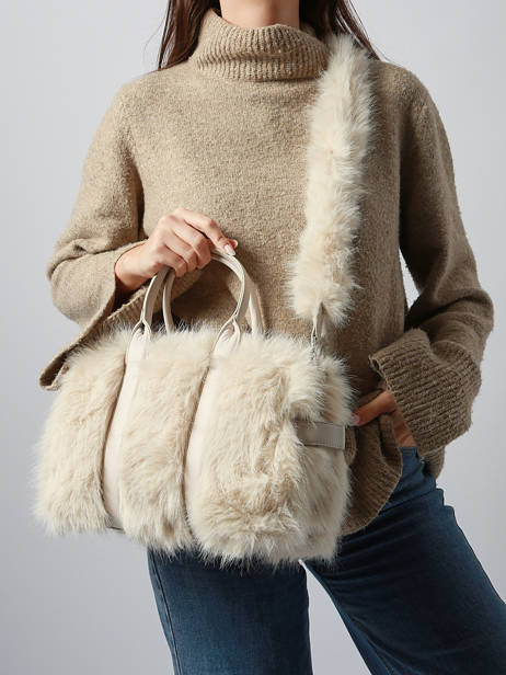 Sac Porté Main Fur Miniprix Beige fur A473 vue secondaire 1