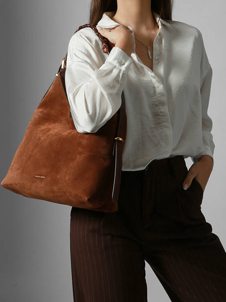 Large Suede Jess Hobo Bag Vanessa bruno Brown jess 29V40917 other view 1