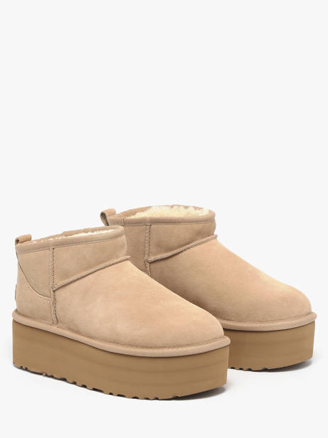 Boots Classic Ultra Mini Platform En Cuir Ugg Beige women 1135092 vue secondaire 2