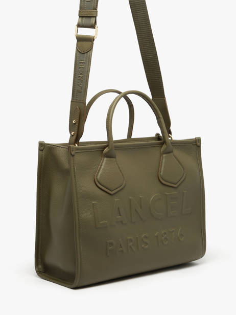 Cabas Zippé M Jour Cuir Lancel Vert jour A12996 vue secondaire 2