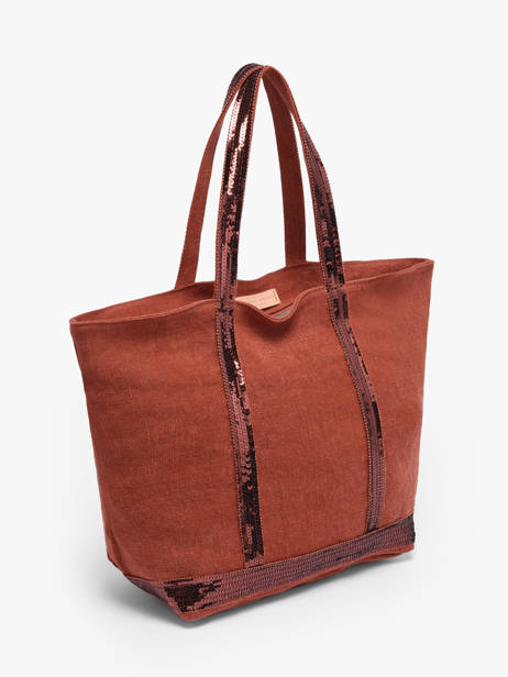 Le Cabas Zippé M Lin Et Paillettes Vanessa bruno Rouge cabas lin 31V40378 vue secondaire 1