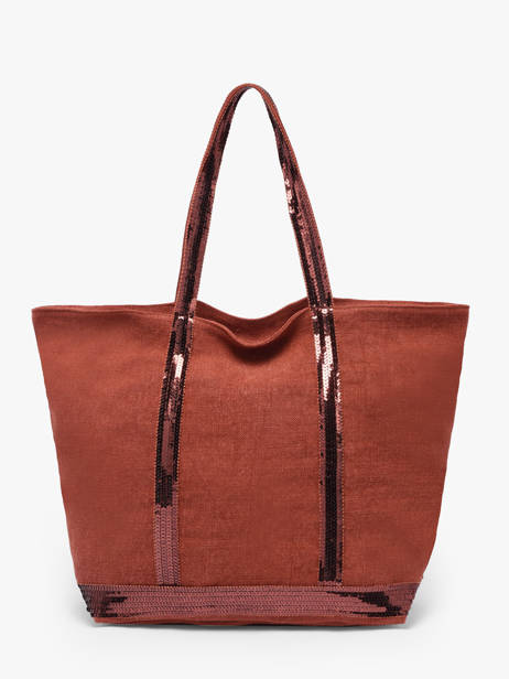 Le Cabas Zippé M Lin Et Paillettes Vanessa bruno Rouge cabas lin 31V40378 vue secondaire 3