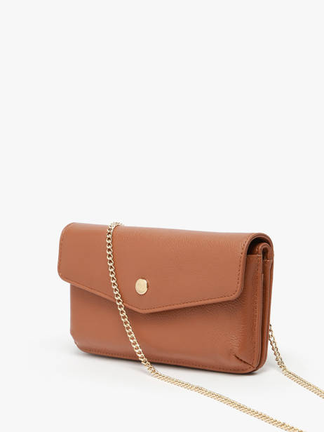 Sac Pochette Luna Cuir Avec Chaînette Amovible Hexagona Marron luna 688422 vue secondaire 1