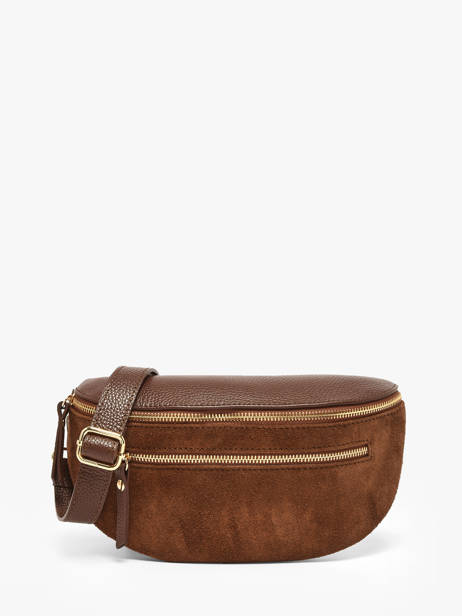 Sac Banane Cuir Milano Marron velvet caviar VC24111