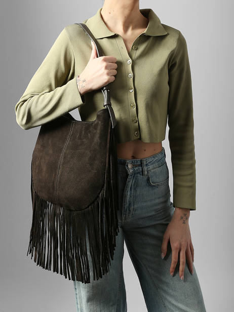 Shoulder Bag Velvet Leather Milano Brown velvet VE25112 other view 1