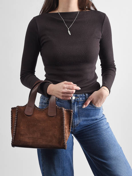 Satchel Velvet Caviar Milano Brown velvet caviar VC25111 other view 1