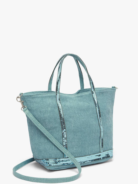 Petit Cabas Zippé Lin Et Paillettes Vanessa bruno Bleu cabas lin 31V40435 vue secondaire 1