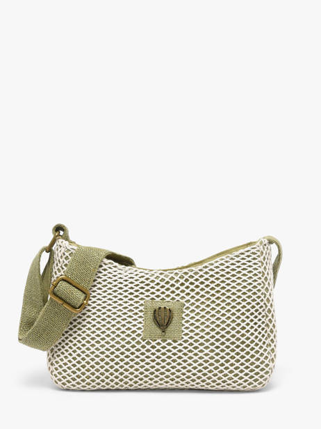 Shoulder Bag Resille Cotton Le voyage en panier Green resille PM942