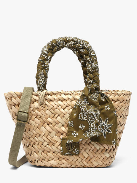 Satchel Bandana Straw Le voyage en panier Green bandana PM968