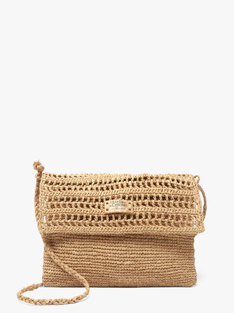 Shoulder Bag L'atelier Du Crochet Raphia Le voyage en panier Beige l'atelier du crochet AM827