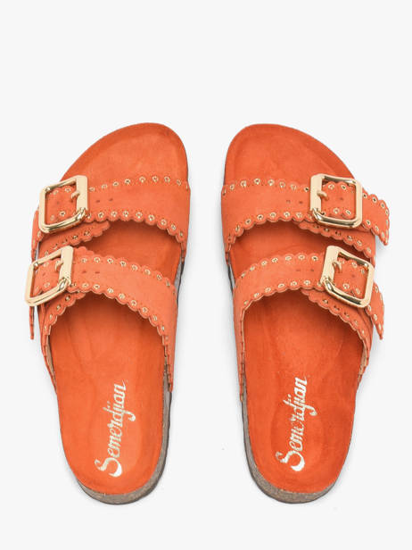 Mules Avec Brides En Cuir Semerdjian Orange women ARIANNA vue secondaire 3